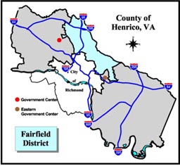 Fairfield District Map, Henrico County, Virginia.