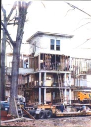 Demolition of Forest Lodge, side view, 1989.