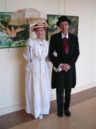 Sharon Francisco and Fran Purdum portraying Lewis Ginter and Grace Arents.