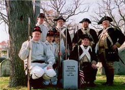 Revolutionary War Reenactors at dedication of Rosehill Cemetery (Chicago, Illinois) gravesite of William Duvol, Henrico Confederate Solder.
