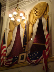 Replica balcony box of Ford's Theatre in which President Abraham Lincoln was assassinated by John Wilkes Booth.