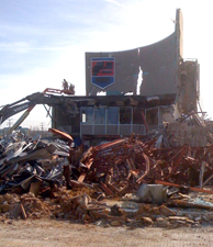 The Executive motel in mid-demolition.