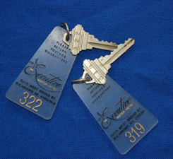 Executive room keys and key tags.