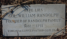 Recent gravestone marker for Colonel William Randolph.