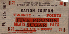 Ration coupons were used for everything, such as sugar and tea, during WWII.