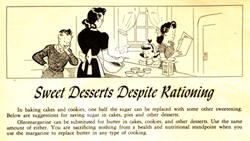 Ad for sweet desserts despite rationing.