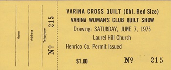A raffle ticket for offering the quilt to the winner.