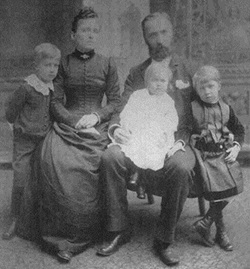 The Ruehrmund Family:  Carl Ruehrmund poses with his wife Rosa and three of their children.