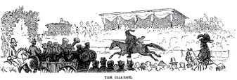 September 1875 Harper's New Monthly Magazine drawing illustrating the action in a ring tournament.