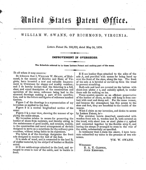 WW Swann's patent