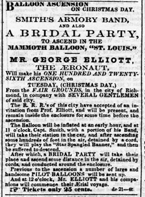Ad for an airborne wedding celebration.