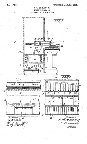 Roller organ patent diagram.
