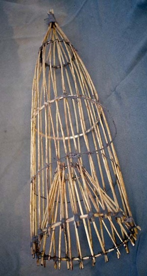 Basket fish trap made by Native Americans.