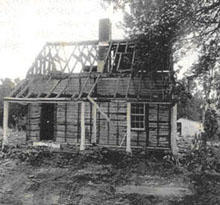 Log siding of Leake House, which was moved from Henrico County, Virginia to New Kent County, Virginia.