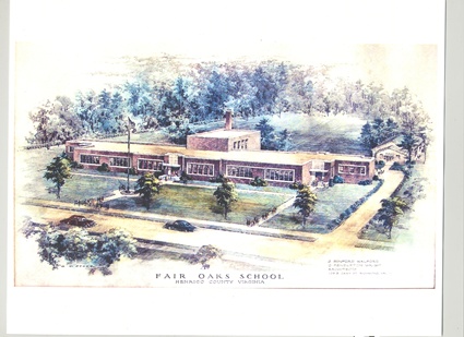 Rendition of new brick school building.