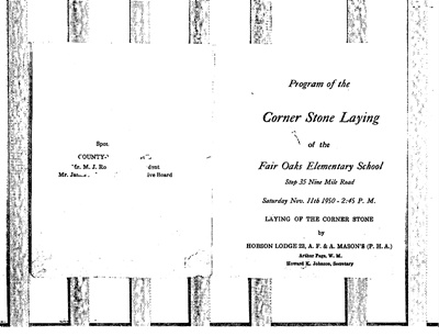 Corner Stone Laying Program 1950 Page 1.