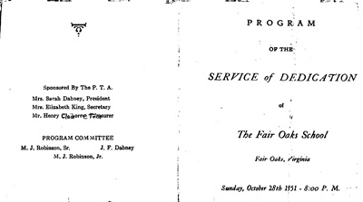 Dedication Program 1951 Page 1.