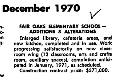 Additions to Fair Oaks, 1970-71.