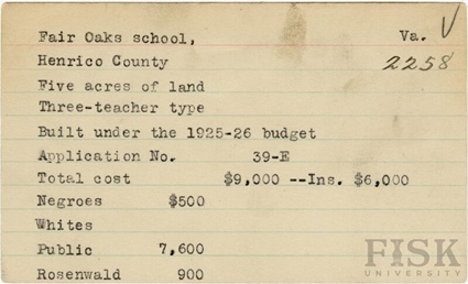 School fund card, Fisk University, 1925-1926.