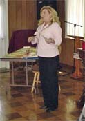 Shari Eichler speaking at family reunion.