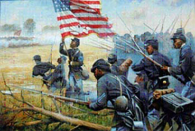 Portrait of African-American soldiers of the Civil War.