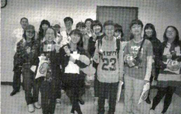 Tourists from our sister city - Visiting middle school students from Yangju, South Korea pose for a group picture after a tour of the county lead by HCHS President Sarah Pace.  If you look very closely, you can see her in the middle of the photo.
