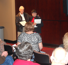Recognition of Dudley Lanthrip's many years of service as HCHS treasurer.