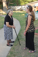 Hilda Cosby, curator of the museum since the passing of her husband and former curator William D. Cosby, converses with HCHS member Mary Boehling, who had worked with Recreation & Parks to prepare items for the museum.