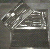 Capital set of surgical instruments used in battlefield surgery.