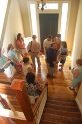 A view from the top of the stairs in the entry hall of Springdale farmhouse.