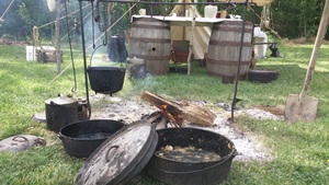 Open air cooking.