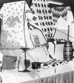 The 1975 State Fair display with the Varina Cross quilt.