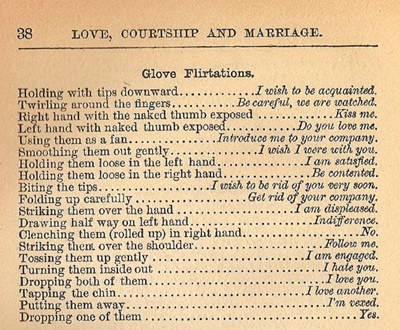 List of love signals when wearing gloves.