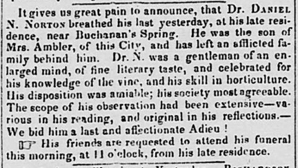 The Obituary of Dr. Daniel Norbone Norton.