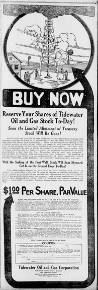Ad - Tidewater Oil and Gas Corporation.