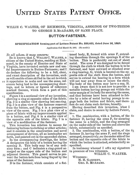 Button fastener patent.