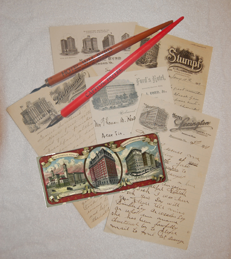 Blotter, pens, paper
