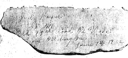 Federal prisoner's signature in plaster wall.