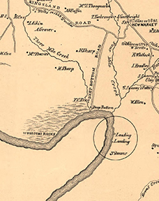 Location of landing, 1864.