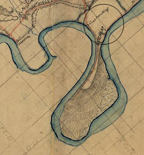 Location of Cox's Ferry Landing, 1864.