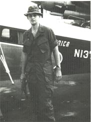 Robert Hawkes, Jr. in fatigues on his way to R&R.